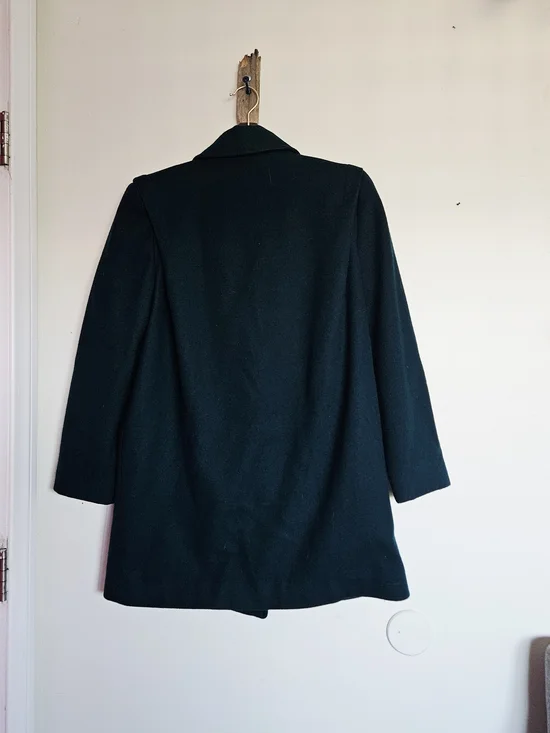 Vintage Double-Breasted Forest Green Wool Blend Peacoat Size 8 - Picture 5 of 9